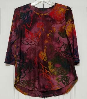 Caleesa Multi-Colored Abstract Batik Tunic, Size M